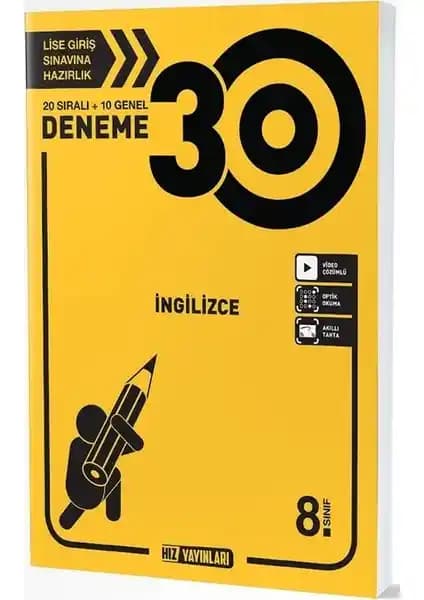 Hız Yayınları 8. Sınıf İngilizce 30'lu Deneme Sınav Seti Öğrencilere Pratik ve Kapsamlı Hazırlık Kaynağı