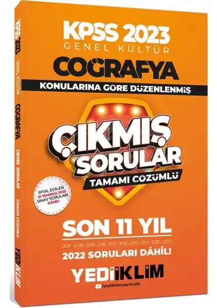 KPSS 2023 Coğrafya Soru Bankası Yediiklim Yayınları Çözümlü Son 11 Yıl