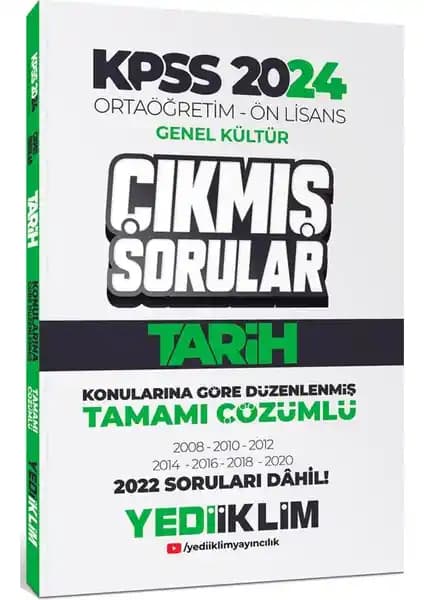 KPSS 2024 Ortaöğretim ve Ön Lisans Tarih Konularına Göre Çıkmış Sorular Kitabı