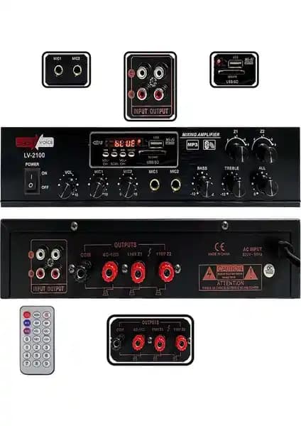 Lastvoice LV-2100 Profesyonel Çok Fonksiyonlu Güçlü Stereo Anfi Cihazı
