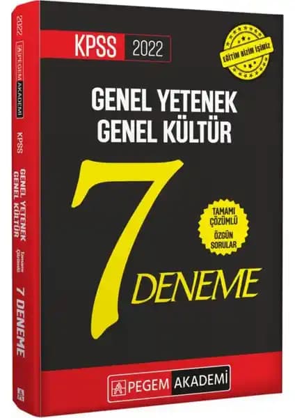 Pegem Akademi KPSS 2022 Genel Yetenek ve Genel Kültür Tamamı Çözümlü 7 Deneme Kitabı İncelemesi