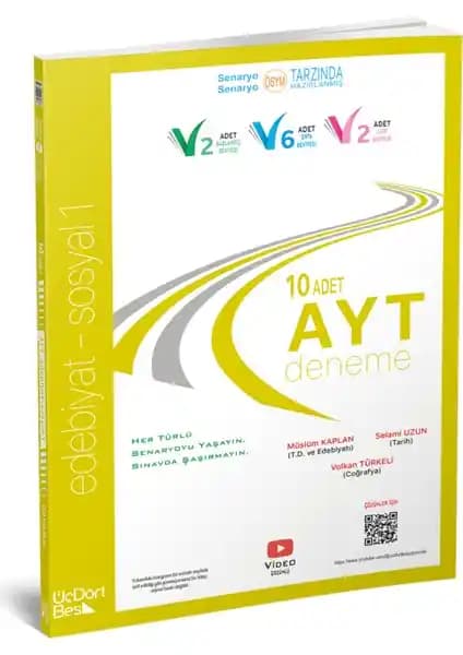 ÜçDörtBeş Yayınları AYT 10’lu Edebiyat Sosyal 1 Deneme Sınava Hazırlık Kaynağı