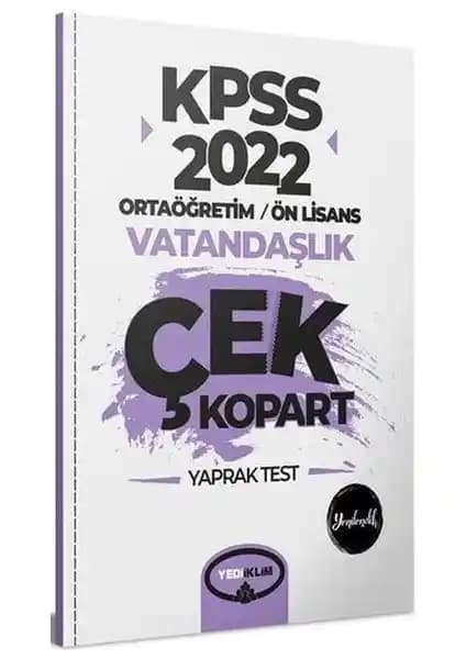 Yediiklim Yayınları KPSS 2022 Ortaöğretim Ön Lisans Vatandaşlık Yaprak Testi İncelemesi