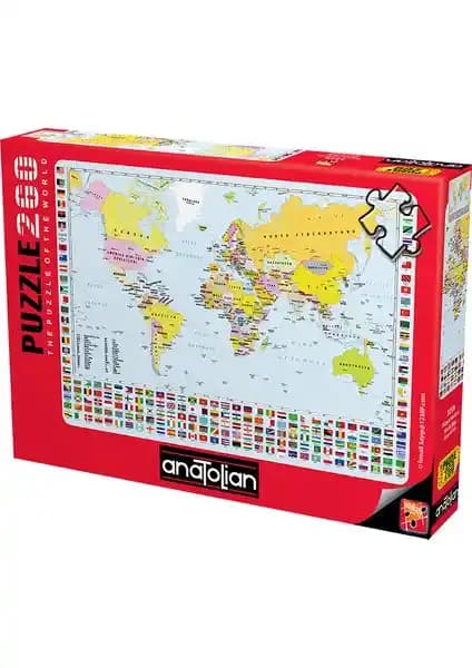 Anadolu 260 Parça XL Dünya Haritası Puzzle - Eğlence ve Öğrenme İçin Uygun