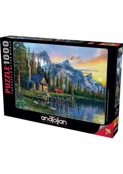 Anatolian 1000 Parça Puzzle Dağ Evi Günbatımı Manzarası Doğa Temalı Zihinsel Egzersiz