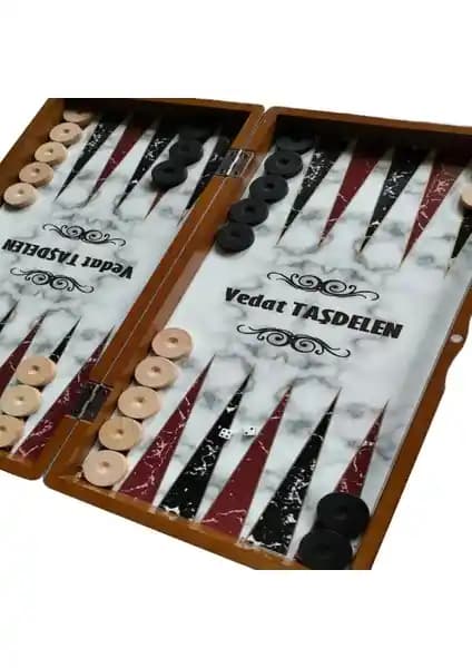 Eser Kişiye Özel İsim Oymalı Ahşap Büyük Boy Tavla Takımı Detayları