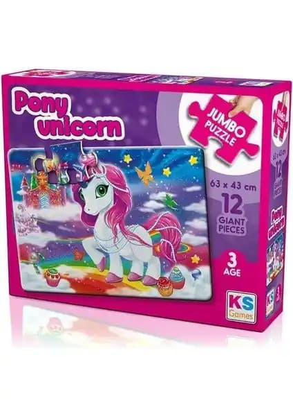 KS Games Pony Unicorn 12 Parça Jumbo Boy Puzzle Çocuk Gelişimi ve Eğlencesi İçin
