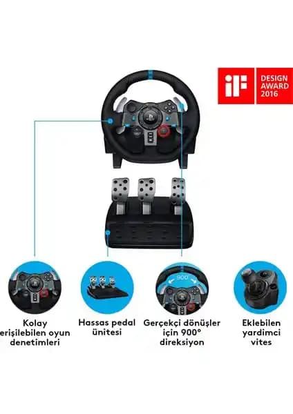 Logitech G G29 Yarış Direksiyonu PS5, PS4 ve PC ile Uyumlu Gerçekçi Sürüş Deneyimi