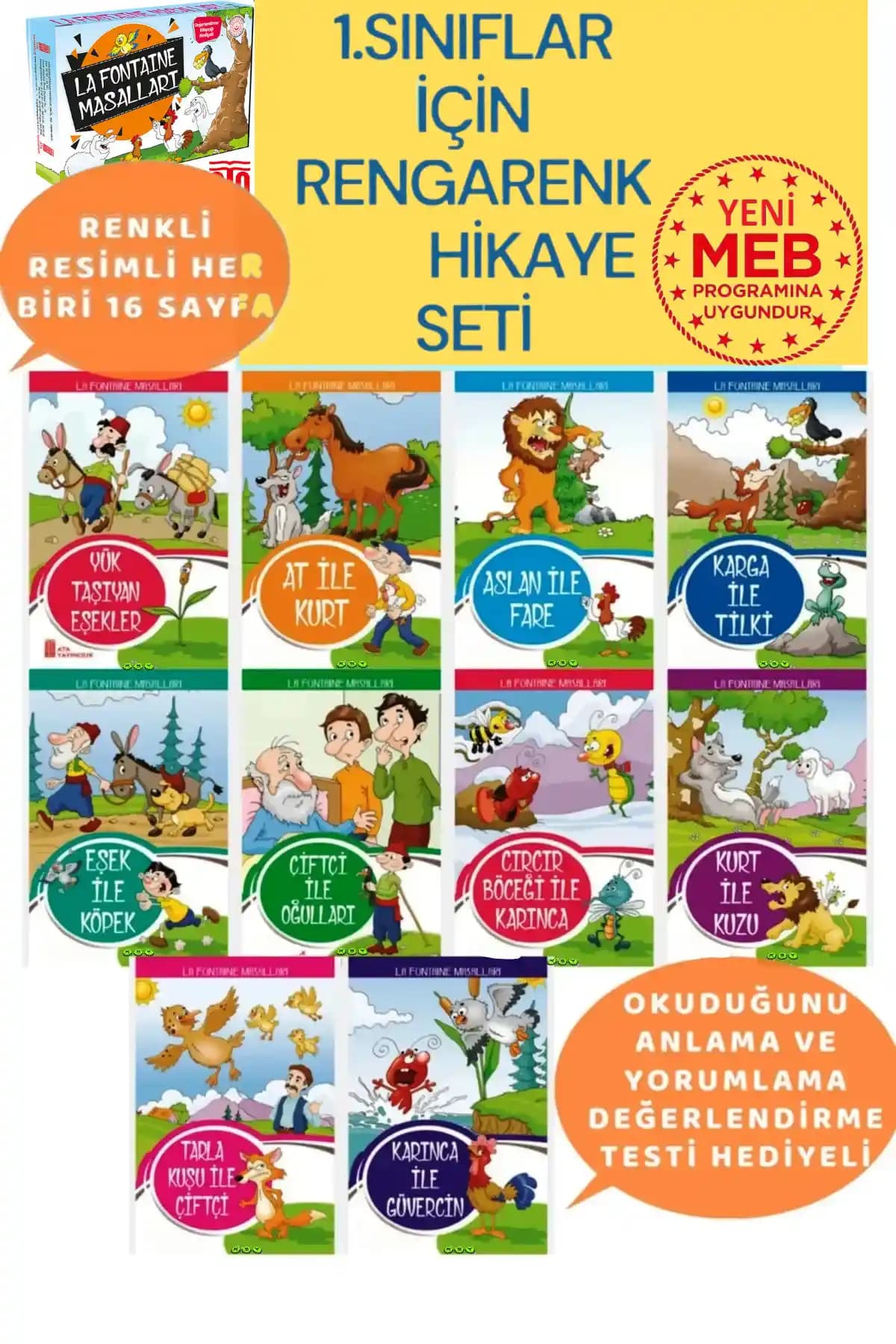 Ata Yayıncılık 1. Sınıflar İçin Okumayı Sevdiren 10'lu Hikaye Kitabı Seti: Özellikler