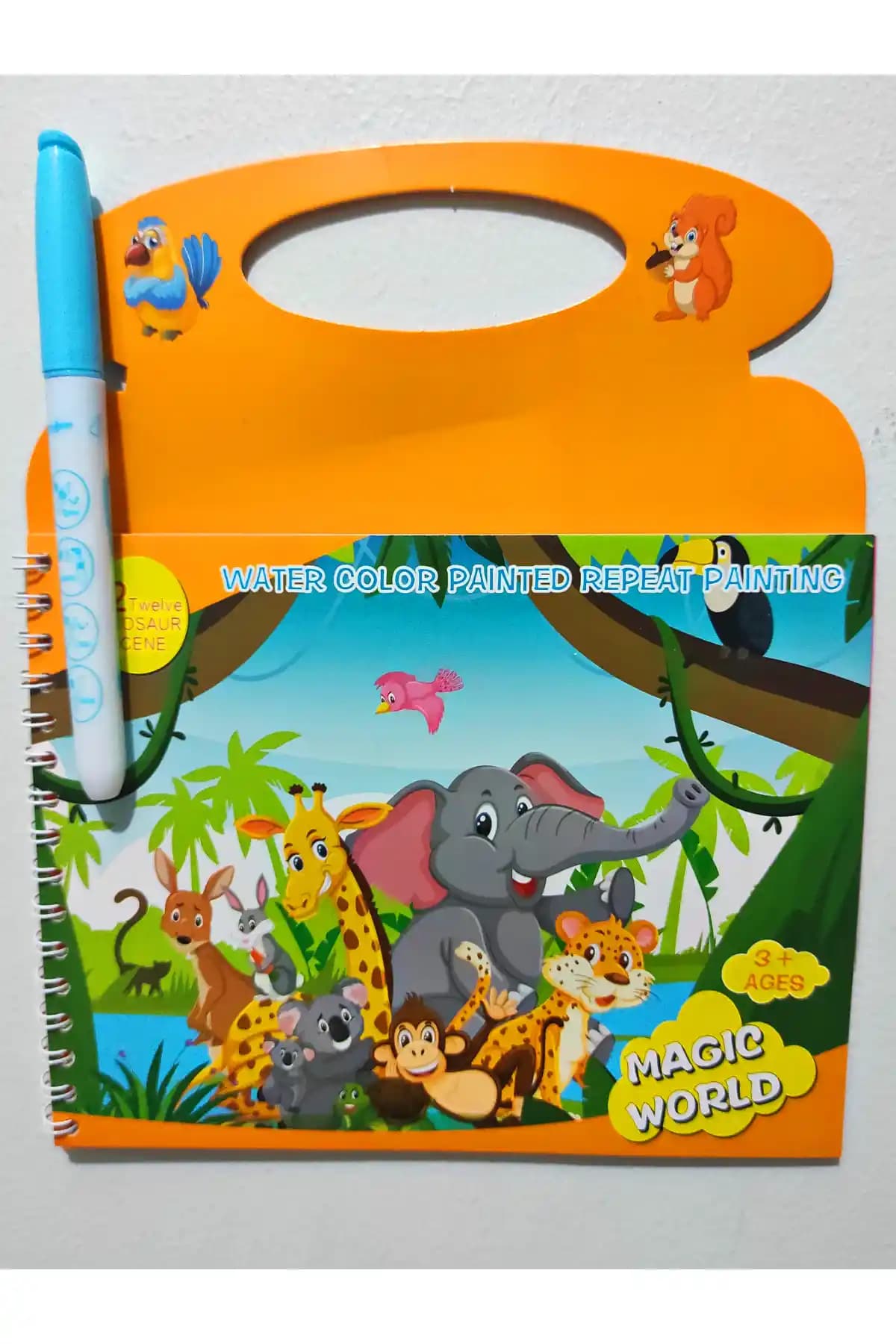 avda Orman Hayvanlar Diyarı: Su ile Boyama Kitabı ve Su Kalemiyle Tek Kalemli Deneyim