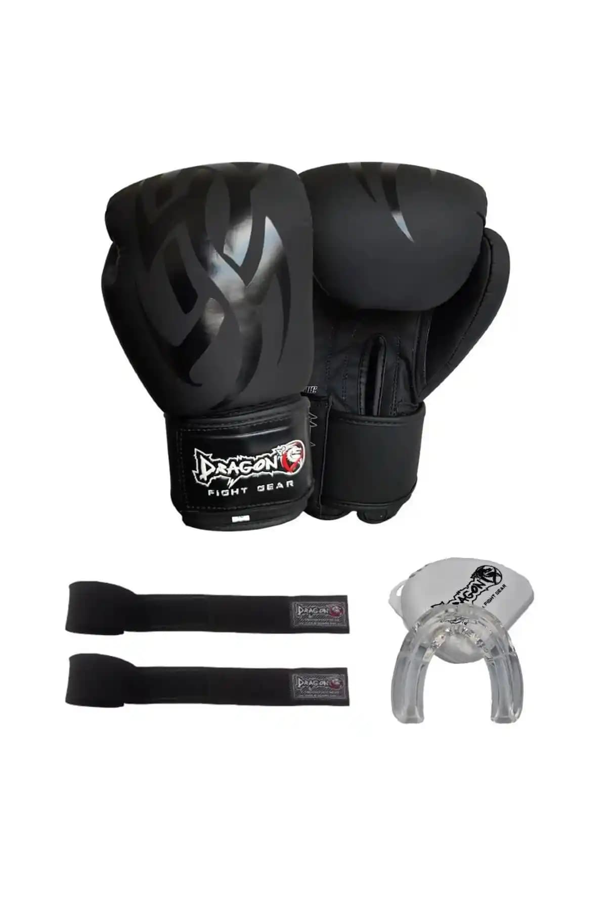 Dragondo Black Mamba Boks Seti: Eldiven, Bandaj ve Ağız Koruması Antrenman Paketi
