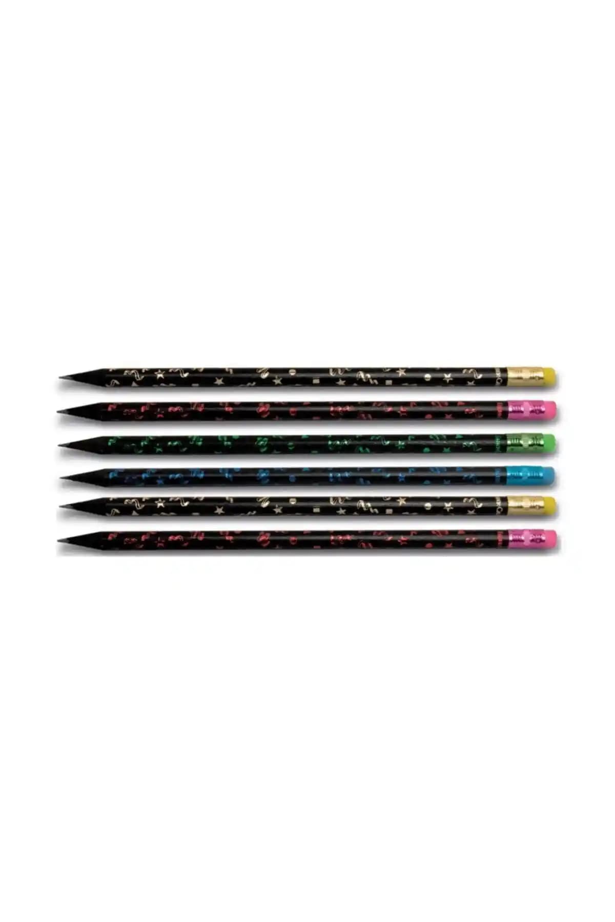 Faber-Castell 6'lı Silgili Yuvarlak Kurşun Kalemler, Ahşap Gövde, Beyaz Renk Varyantı