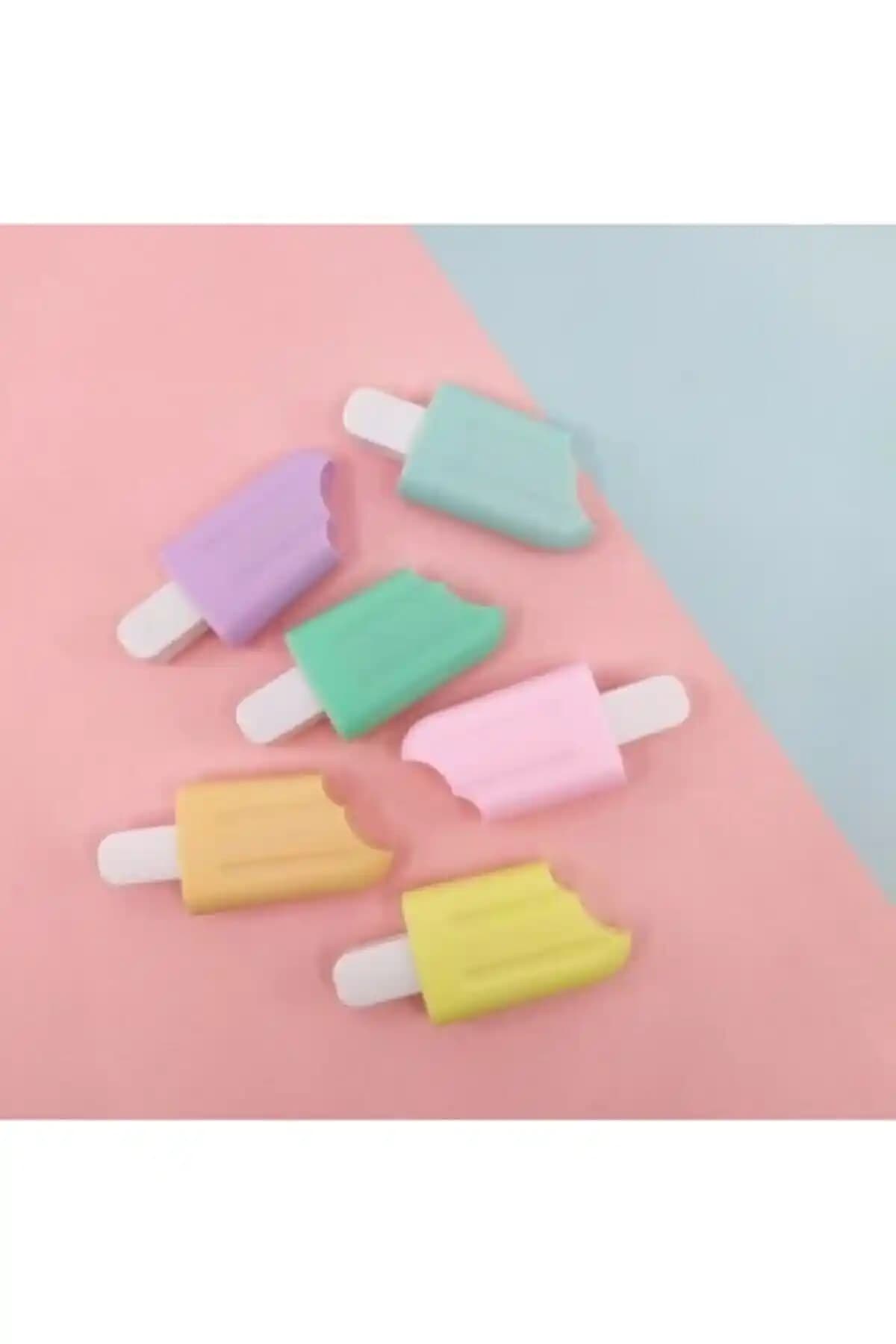 Genel Markalar 6'lı Dondurma Şekilli Fosforlu Kalem Seti – Çok Renkli Uç Tasarımı