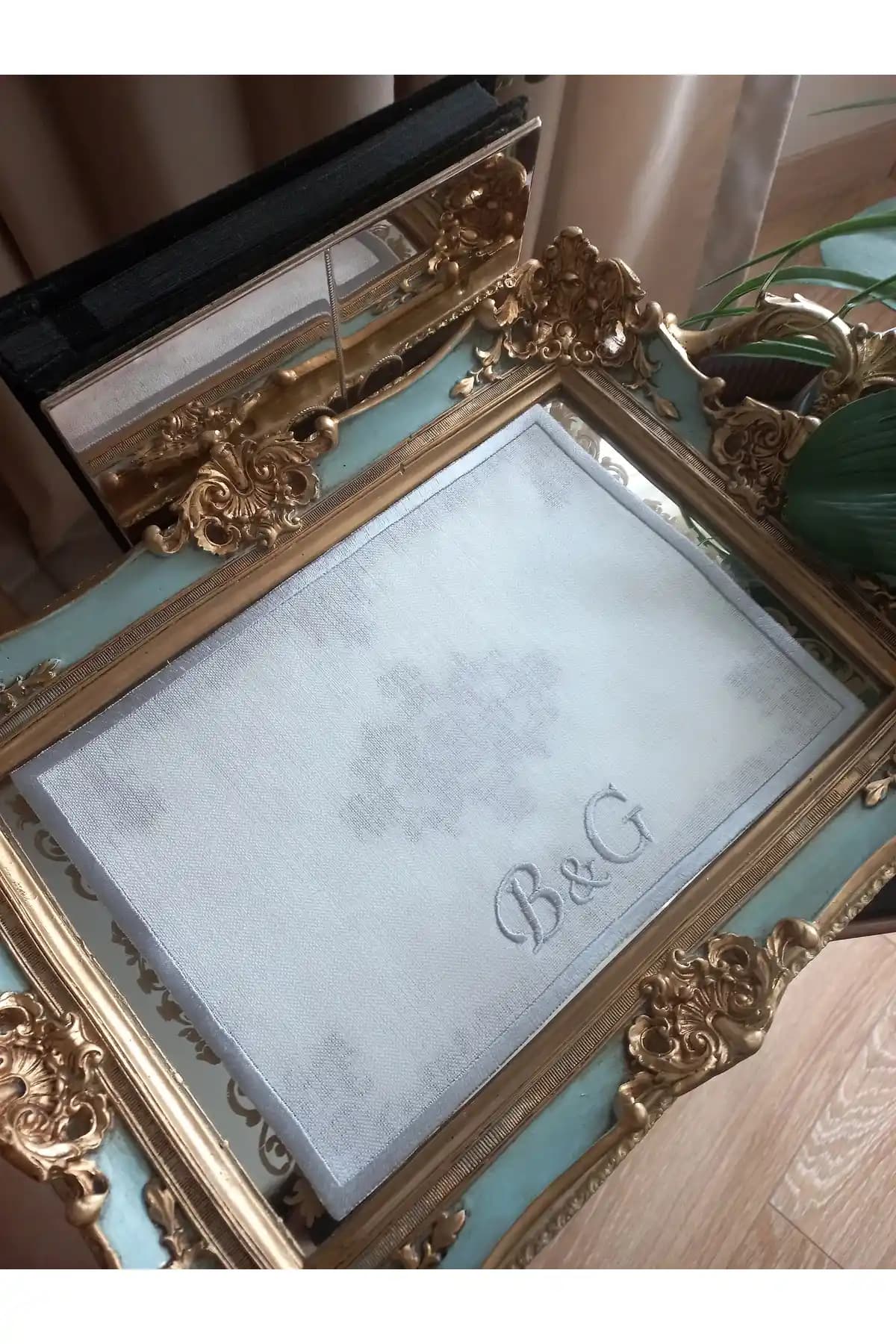 Kişiye Özel Harf İşlemeli Nişan Tepsi Örtüsü: Türkiye Menşei, 19x25 cm