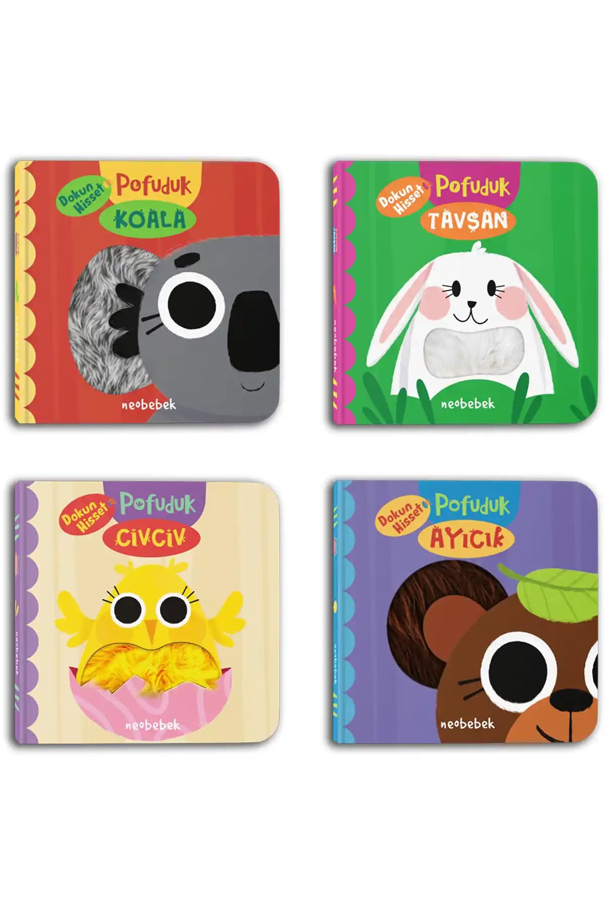 Neobebek Pofuduk Hayvanlar Seti: Flaplı Dokunma Hissiyle 0–3 Yaş Bebek Kitapları