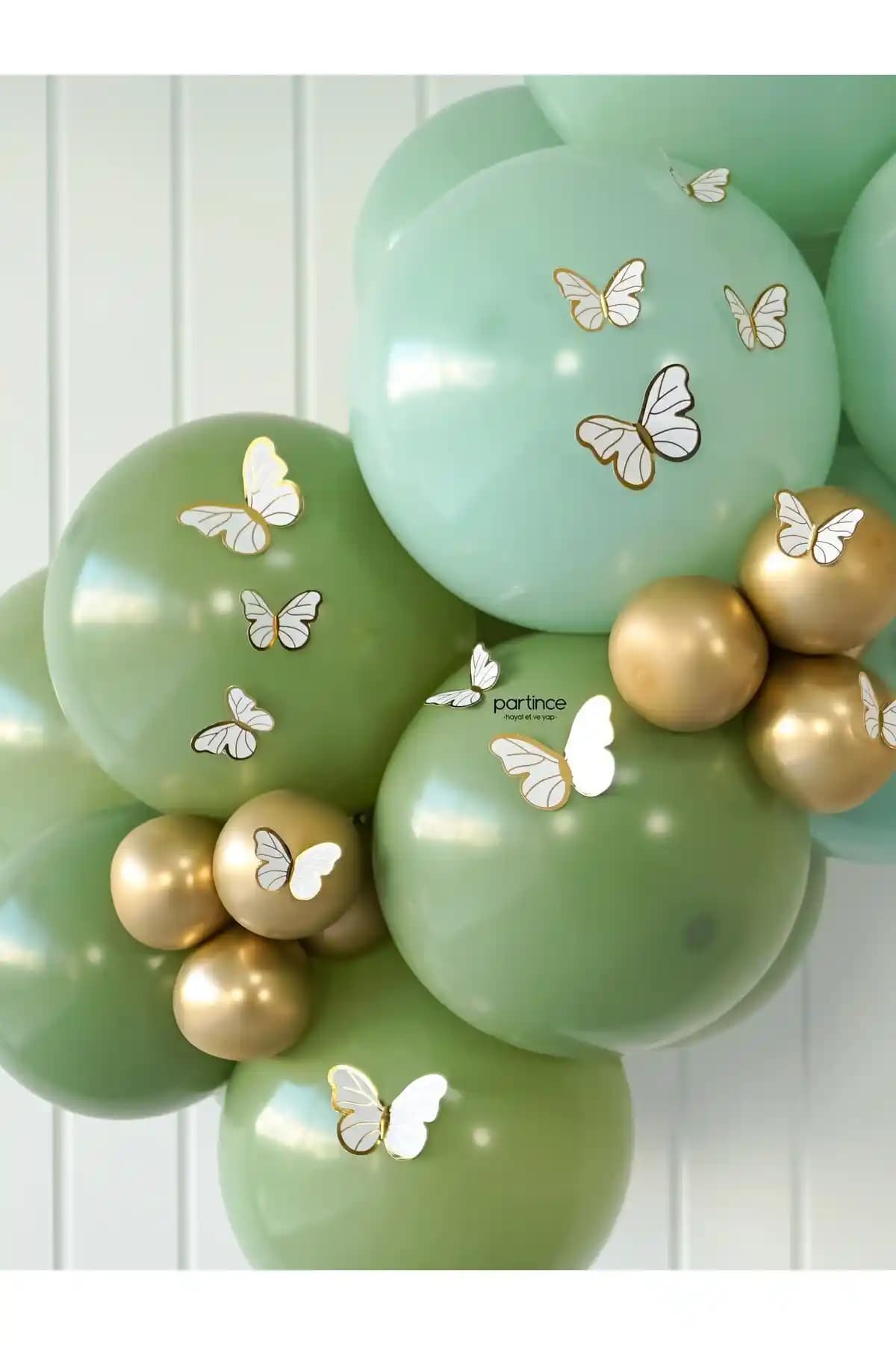 Partince 48’li Beyaz Kelebek Süs Balon Zinciri: Zarif Düğün ve Doğum Günü Dekoru