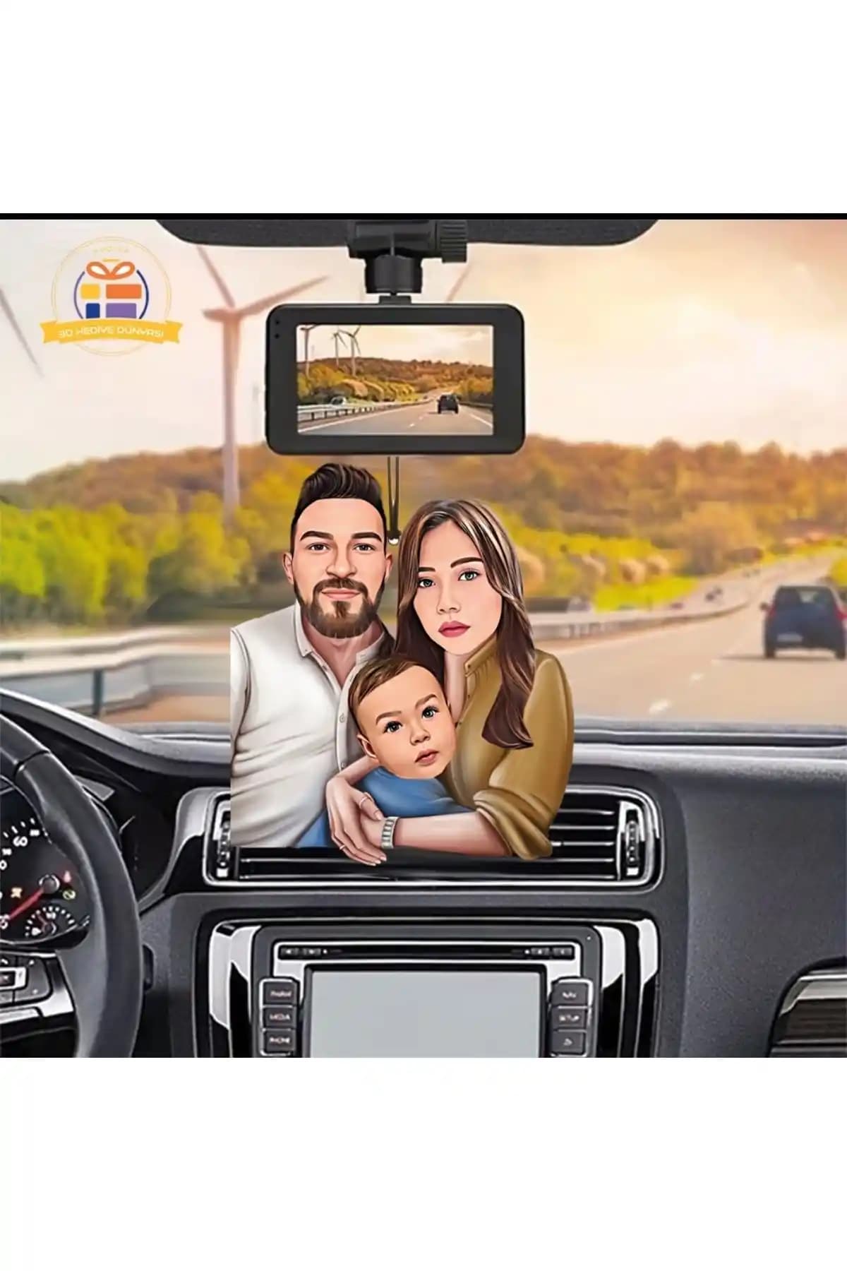 3D Hediye Dünyası Karikatür Dikiz Aynası Süsü - Estetik ve Kişisel Araç Aksesuarı