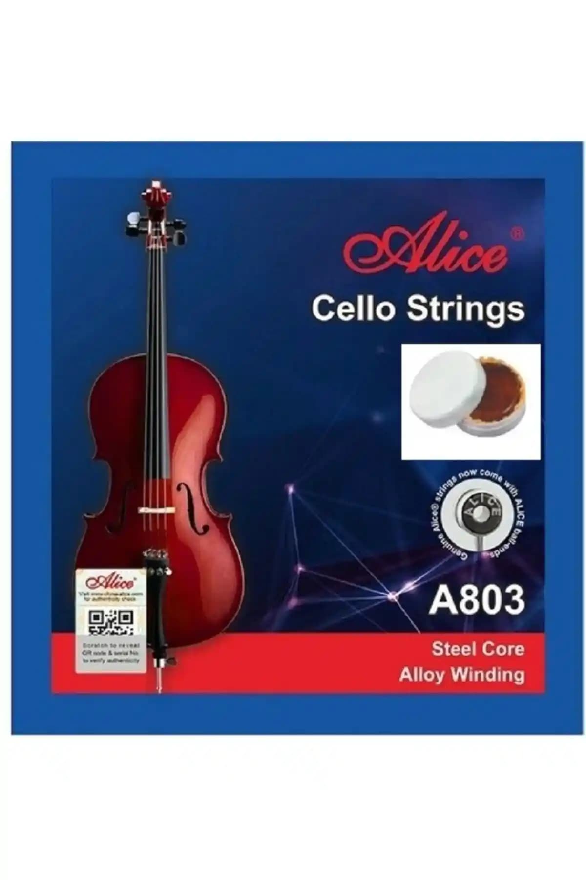 Alice 1 Takım 4/4 Çello Teli ve Reçine Hediyeli Mükemmel Müzik Aksesuarı