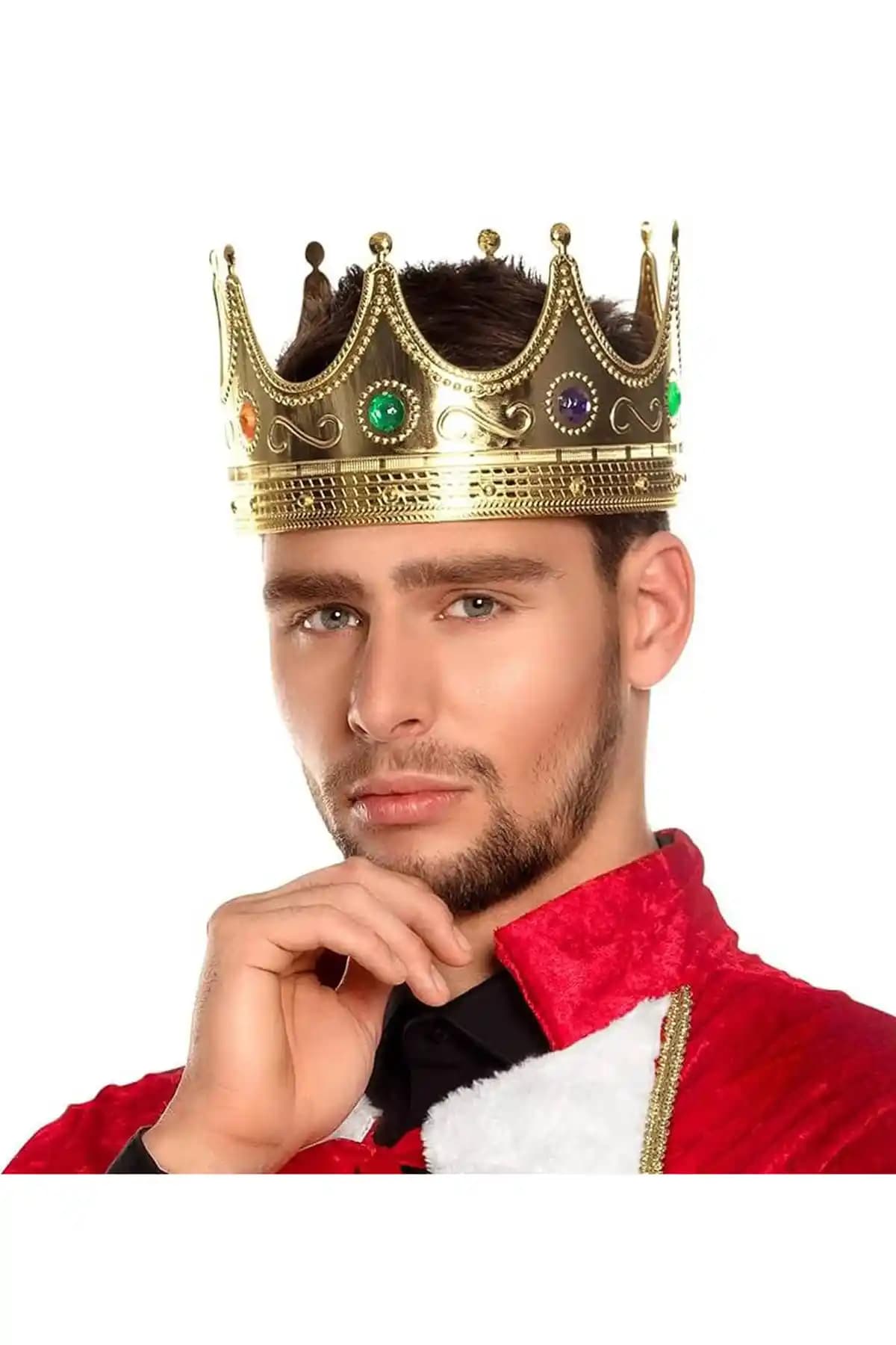 Altın Renk Yetişkin ve Çocuk Uyumlu Kraliyet Tacı - Şık ve Çok Yönlü Aksesuar