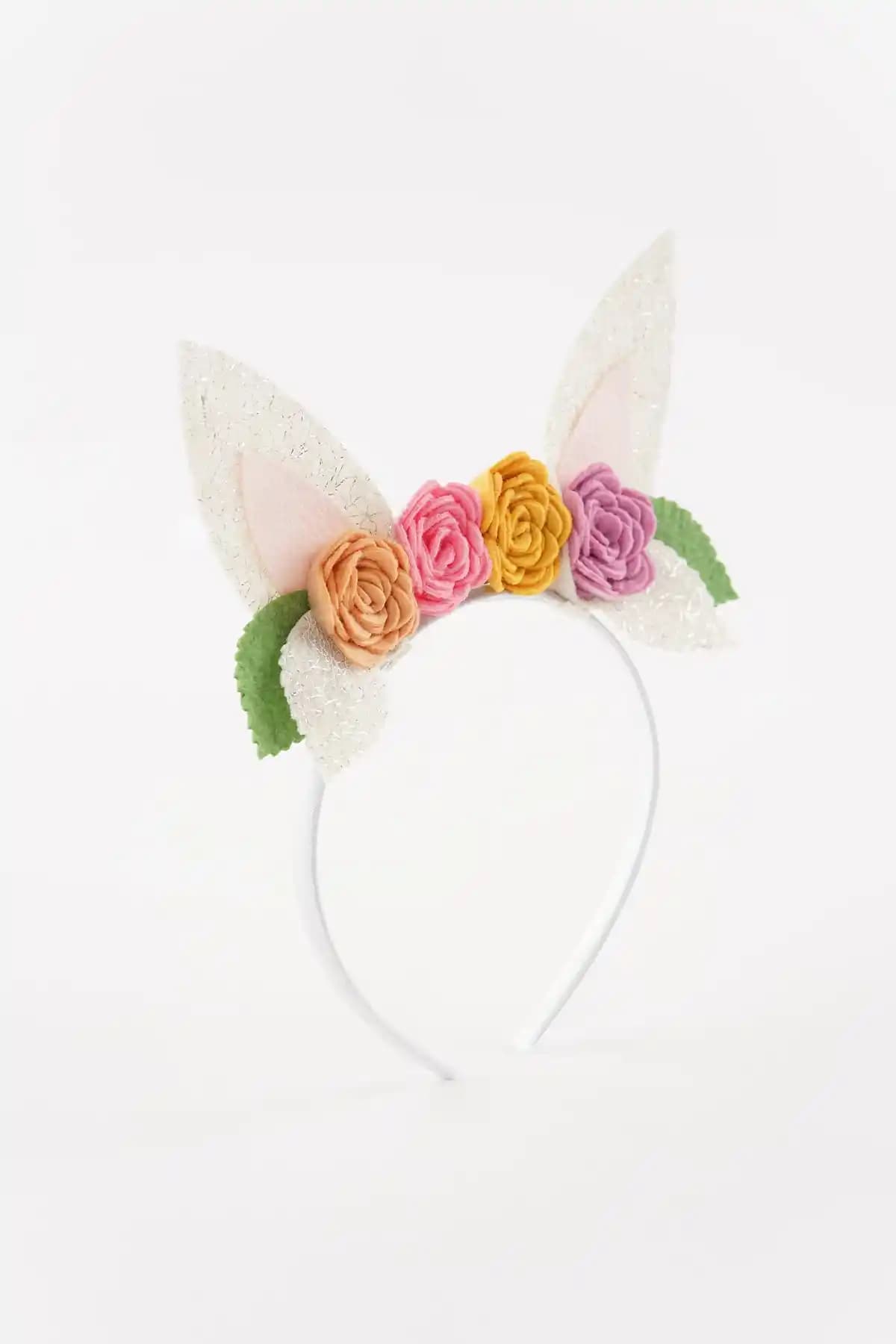 Banamio Tavşan Kulaklı Renkli Çiçek Buketli Taç Çocuklar ve Sevdikleriniz İçin Şık ve Eğlenceli Aksesuar