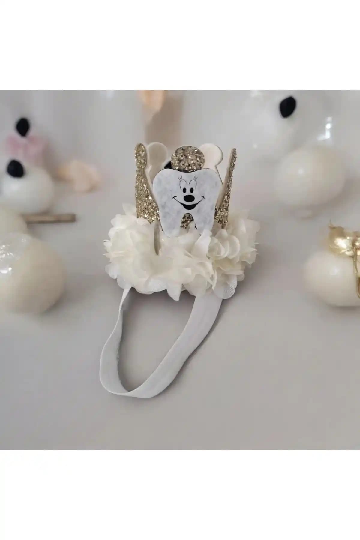 DamlakidsModa Diş Buğdayı Parti Tacı Gold Ekru Çocuklar İçin Şık ve Dayanıklı Aksesuar