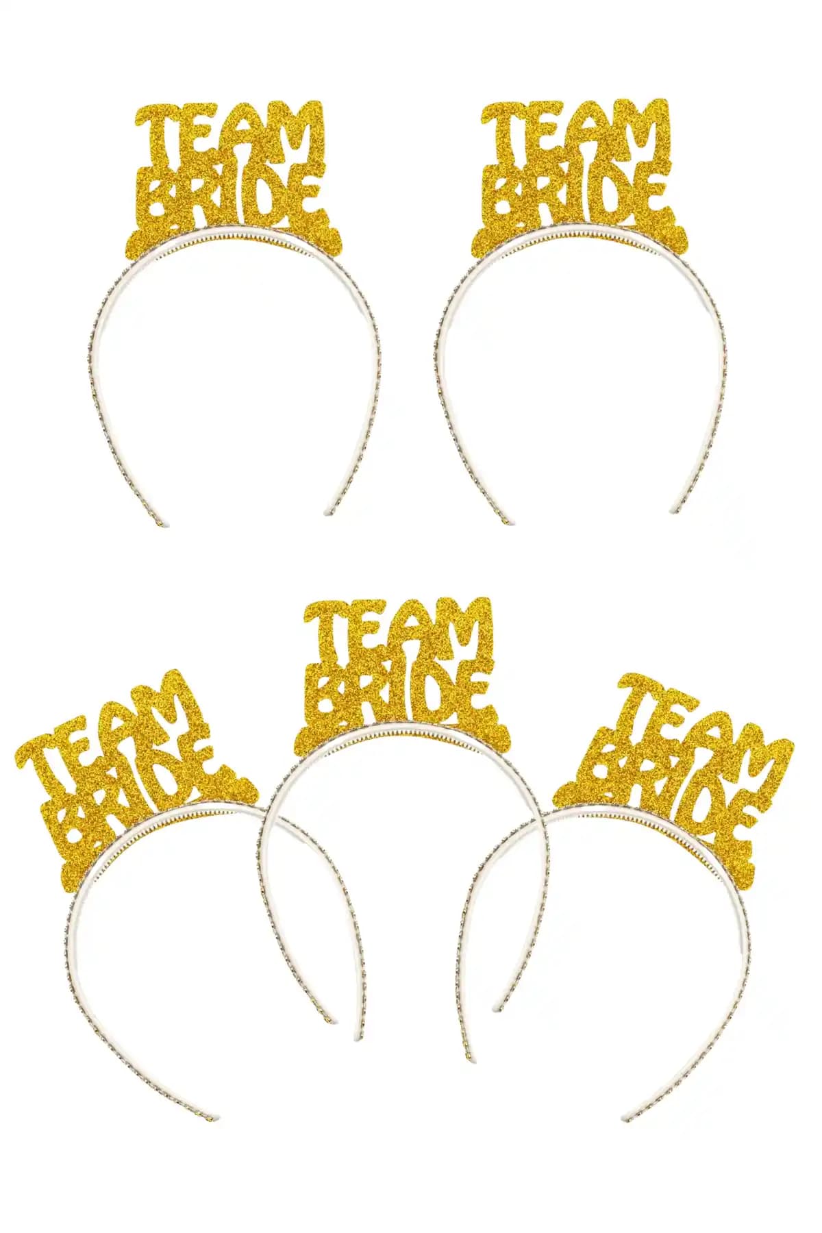 Gold Team Bride Simli Eva Taç Seti 5'li Bekarlığa Veda Partisi Aksesuarları