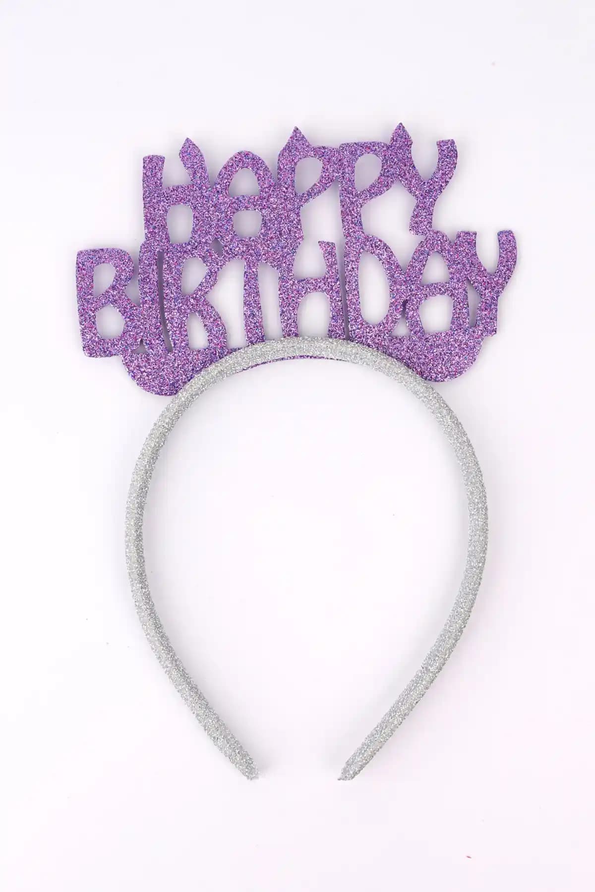 Le Mabelle Lila Simli Eva Happy Birthday Kız Çocuk Taç: Renkli ve Şık Doğum Günü Aksesuarı