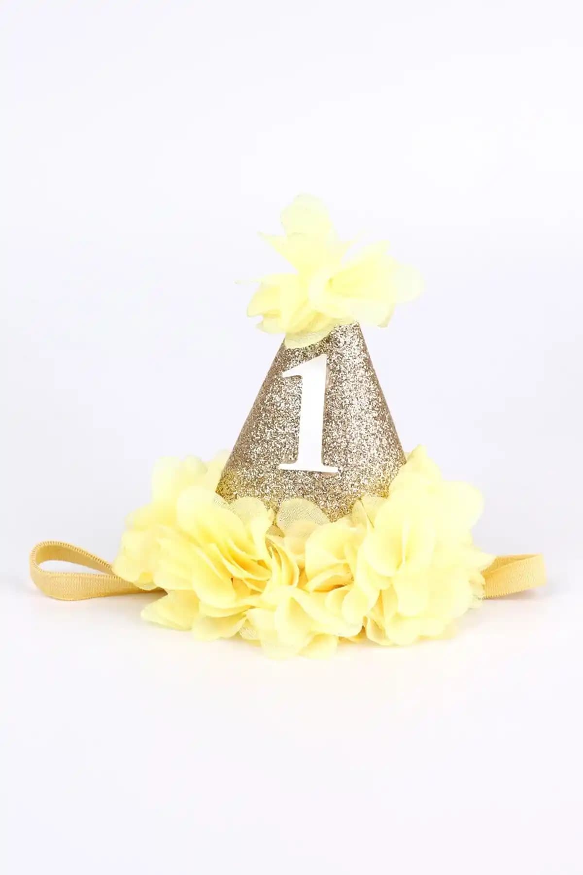 Le Mabelle Sarı 1 Yaş Huni Doğum Günü Tacı Çocuklar İçin Şık ve Dayanıklı Aksesuar