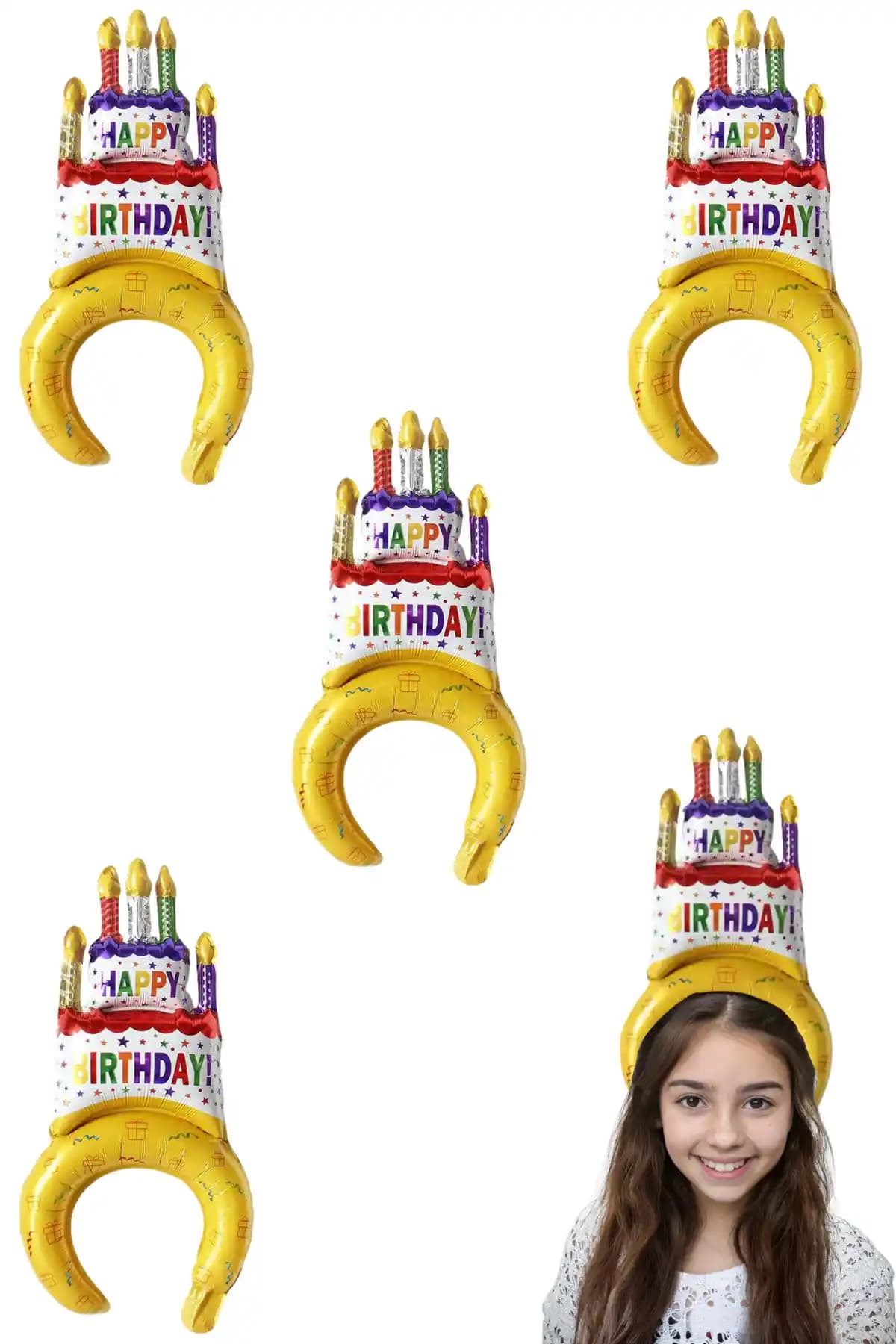 Öz Ambalaj 4'lü Happy Birthday Parti Tacı Renkli ve Eğlenceli Kutlama Süsleri