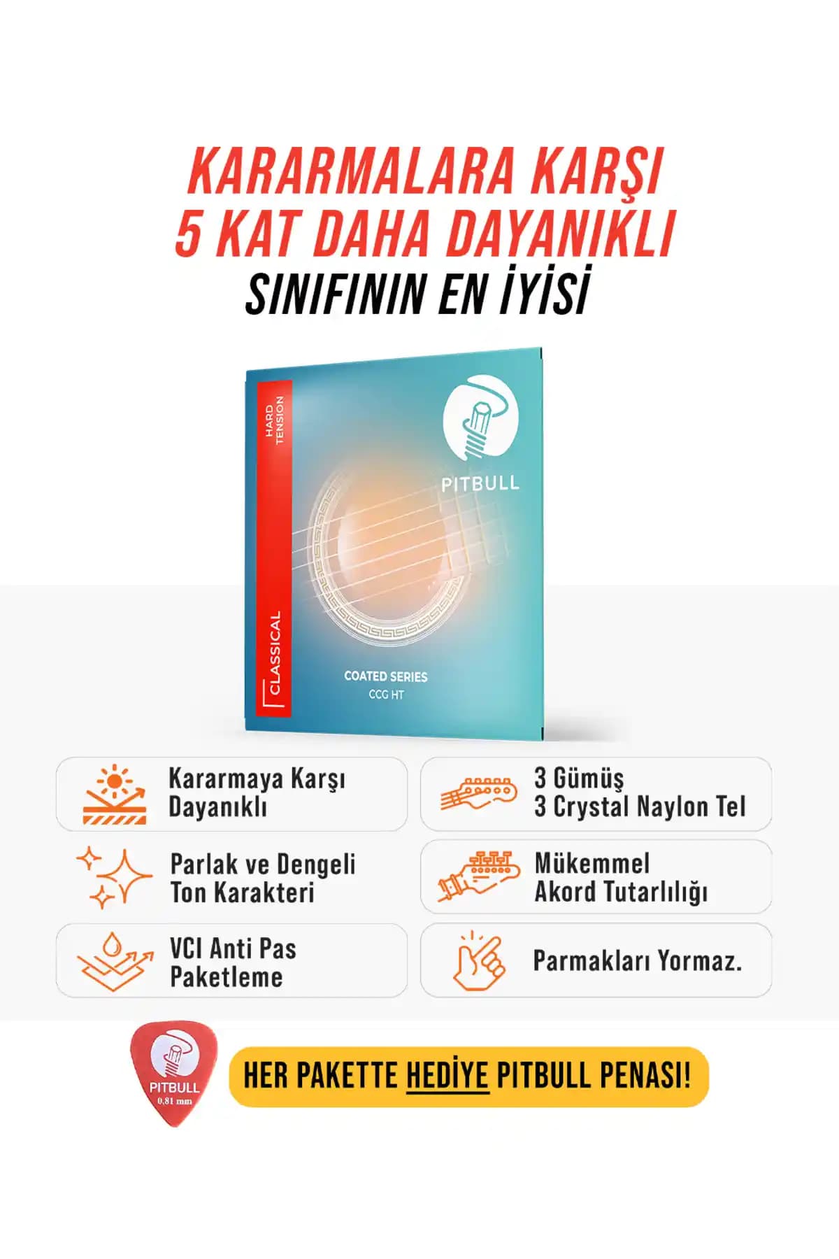 Pitbull Strings Coated Seri Klasik Gitar Telleri: Yüksek Kalite ve Dayanıklılık Sunar