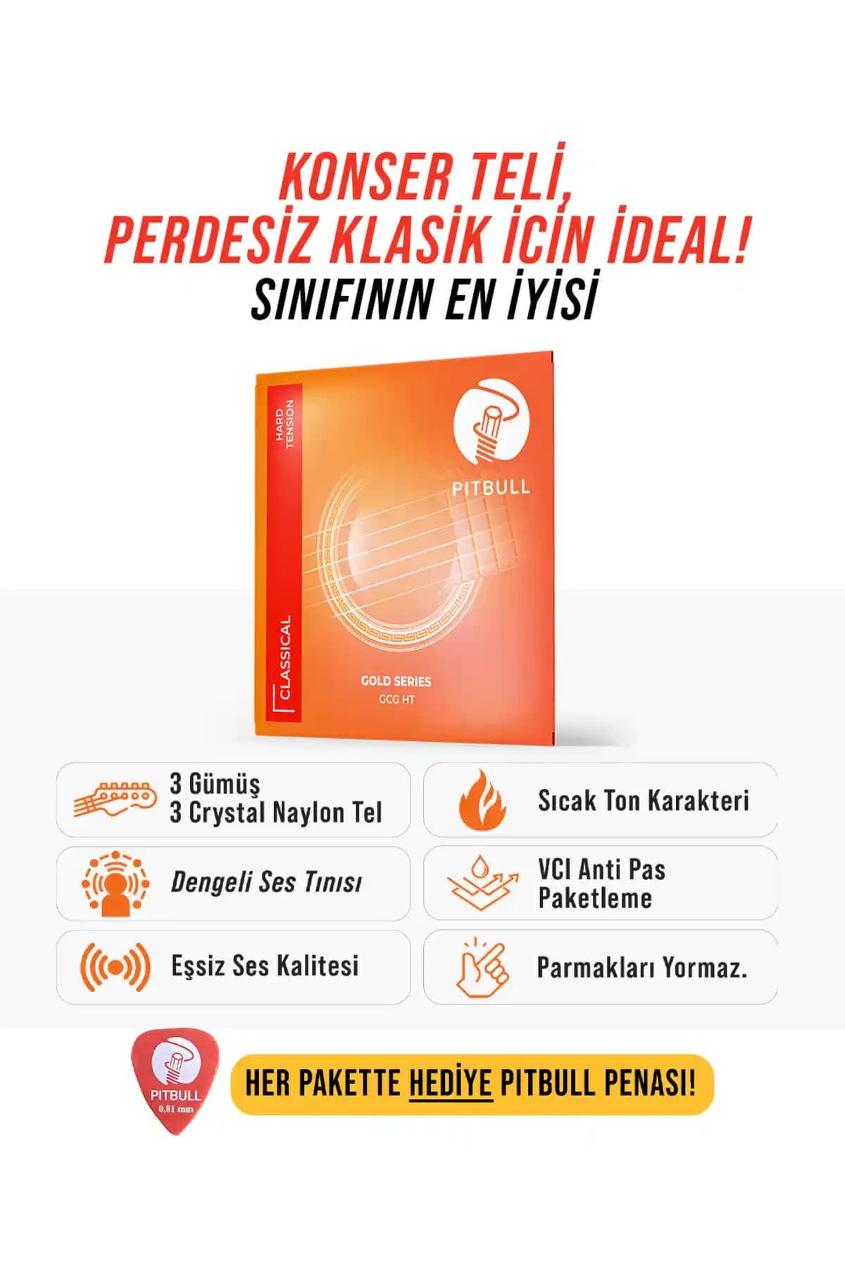 Pitbull Strings Gold Seri Klasik Gitar Teli: Yüksek Kalite ve Uzun Ömür İçin Tercih Edilen Ürün
