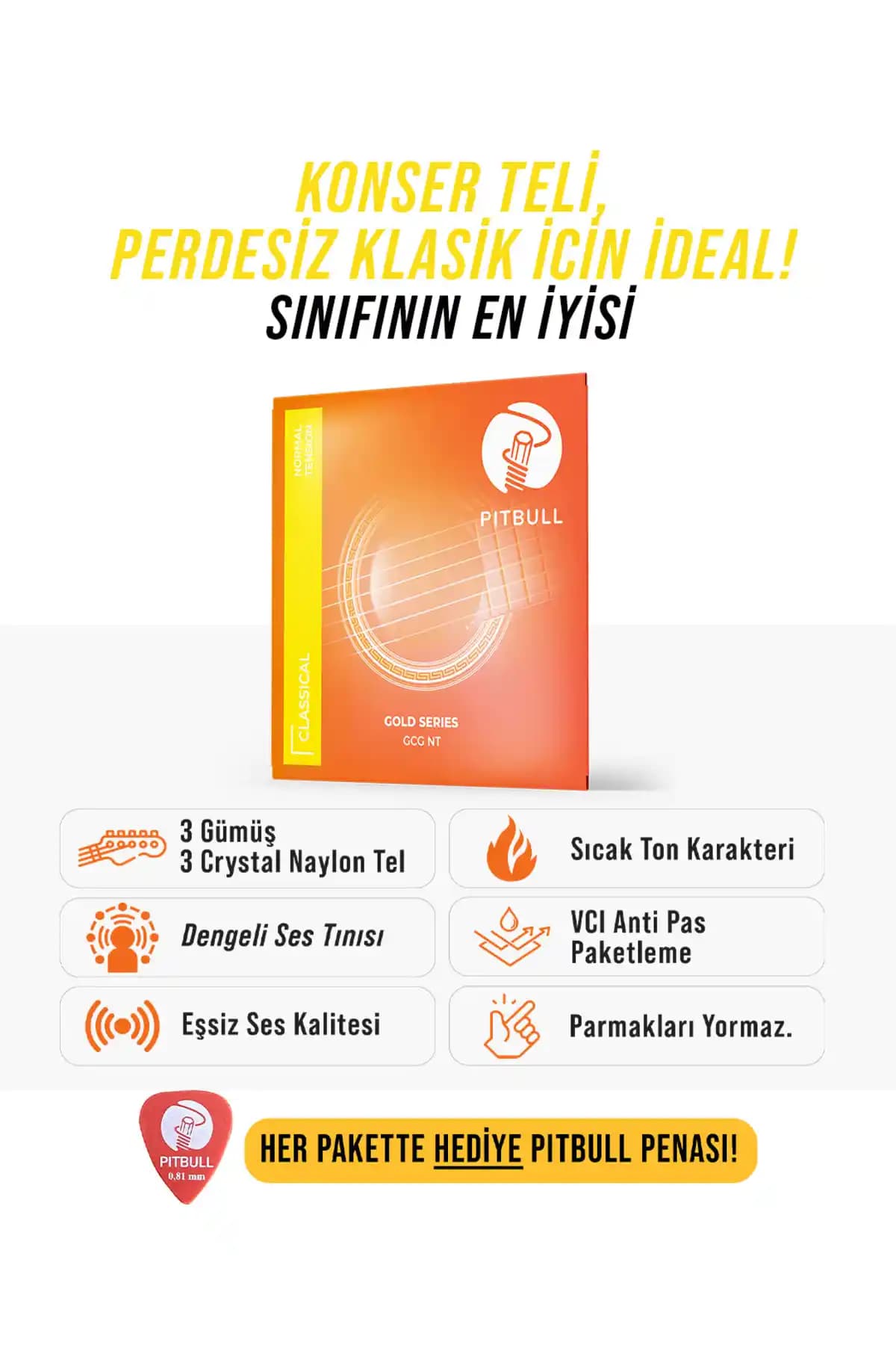 Pitbull Strings Gold Seri Klasik Gitar Teli: Yüksek Ses Kalitesi ve Dayanıklılık