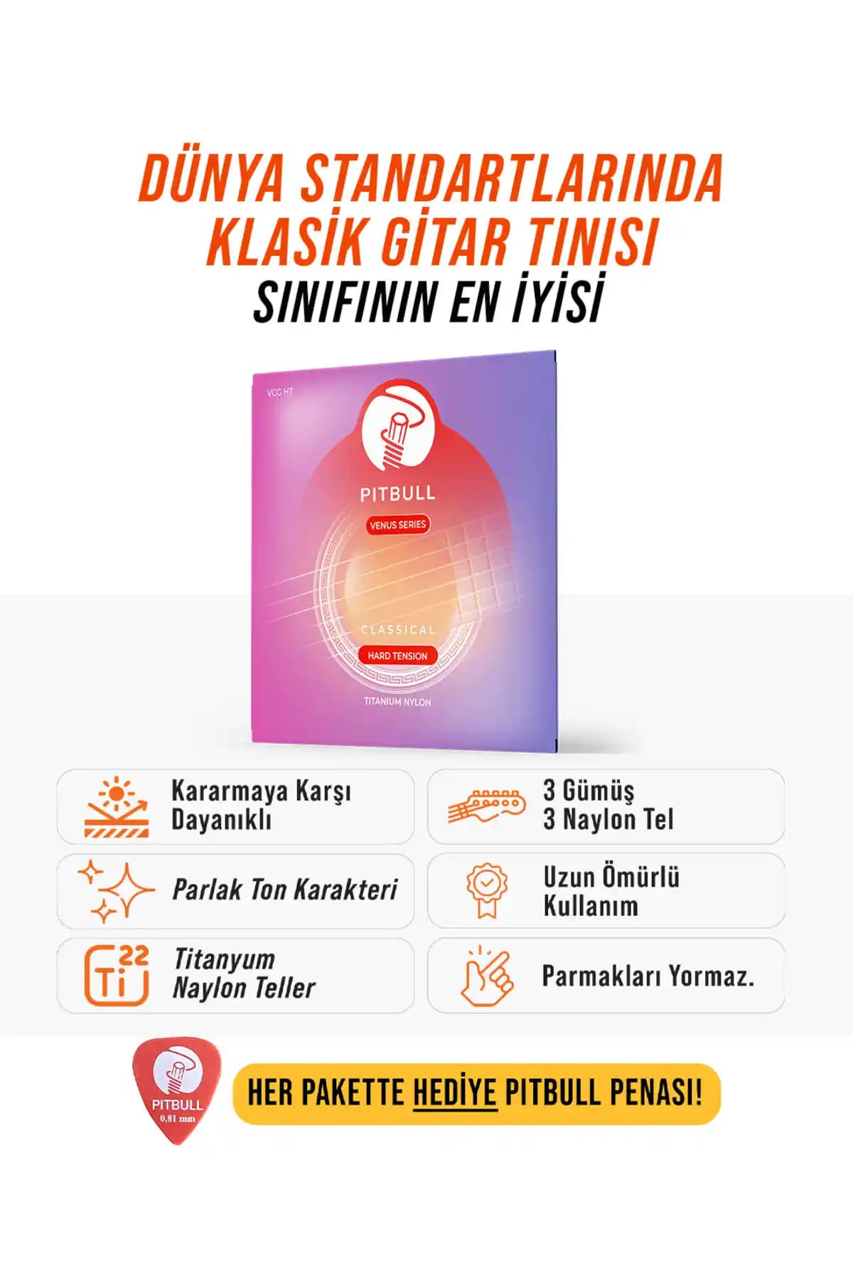 Pitbull Strings Venüs Seri Klasik Gitar Telleri Yüksek Kalite ve Dayanıklılık