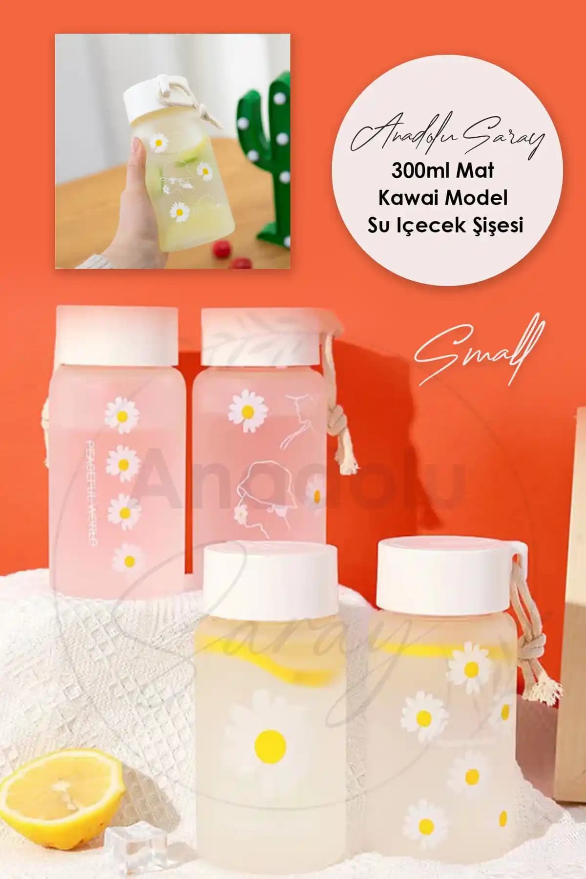 Anadolu Saray Çarşısı 300ml Kapaklı Little Mat Kawai Model Sağlıklı Su Şişesi