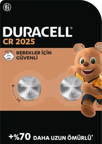 Duracell 2025 Lityum Düğme Piller 3V - Uzun Ömürlü ve Güvenli Enerji Kaynağı