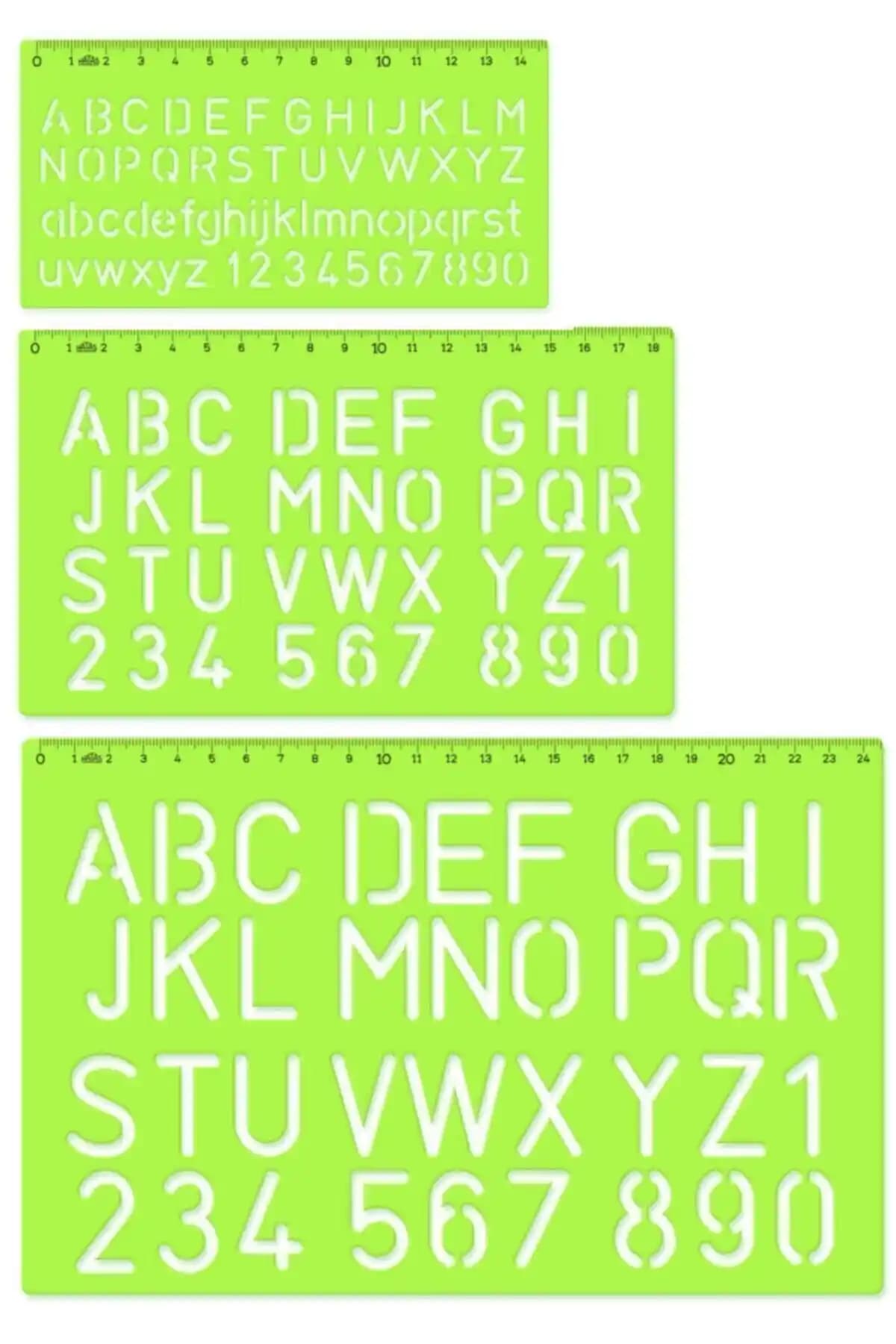 HATAS Harf Şablon 10-20-30mm Cetvel Seti: Dayanıklı ve Hassas Ölçüm Araçları