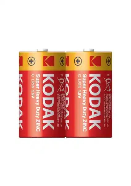 Kodak 2 Adet Çinko Karbon Shrink Orta Pil 1.5V 2700mAh - Dayanıklı ve Çevre Dostu