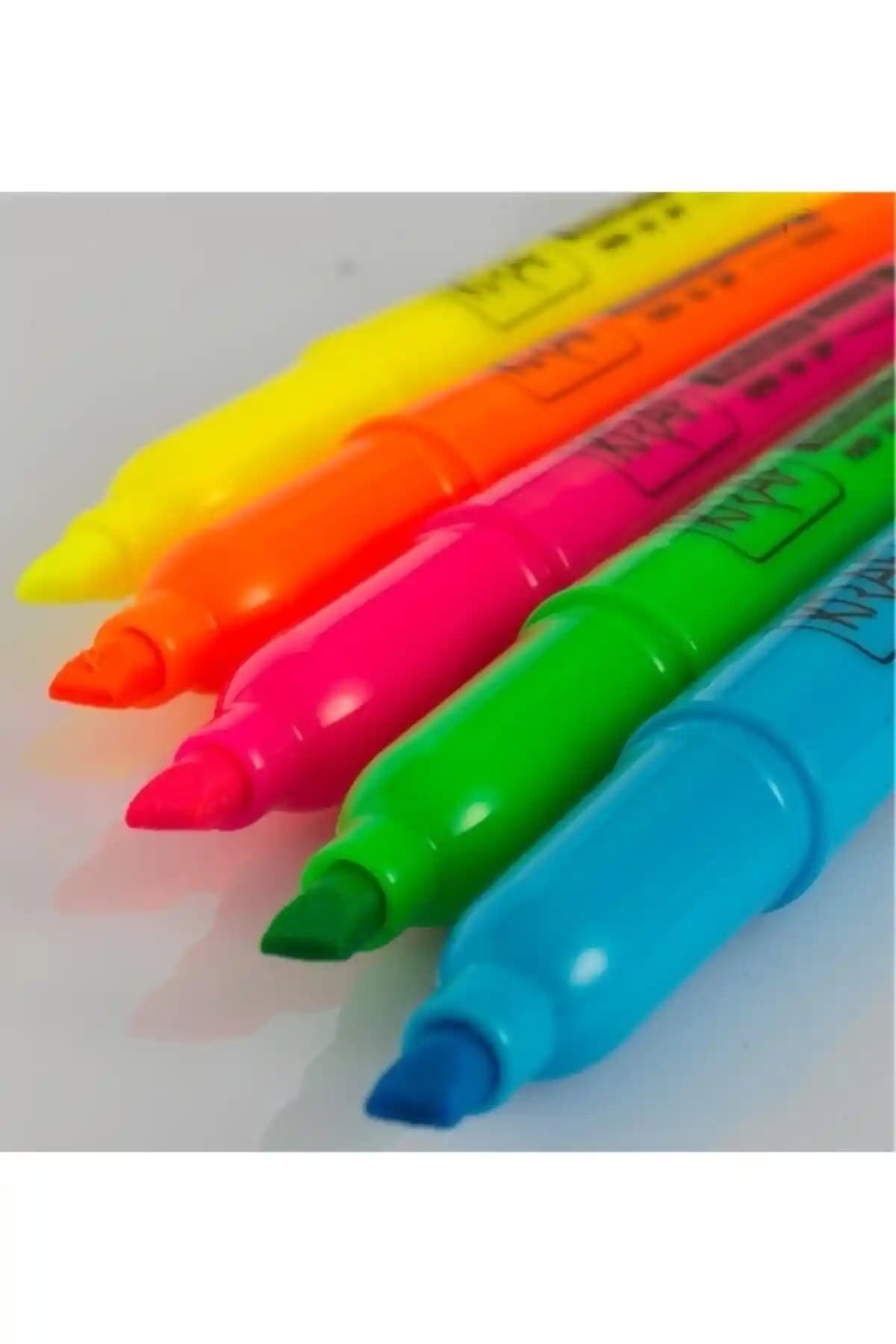 KRAF Fosforlu Kalem Kalem Tipi 5 Li Set: Canlı Mavi Renklerle Ergonomik Vurgulama Kalemi