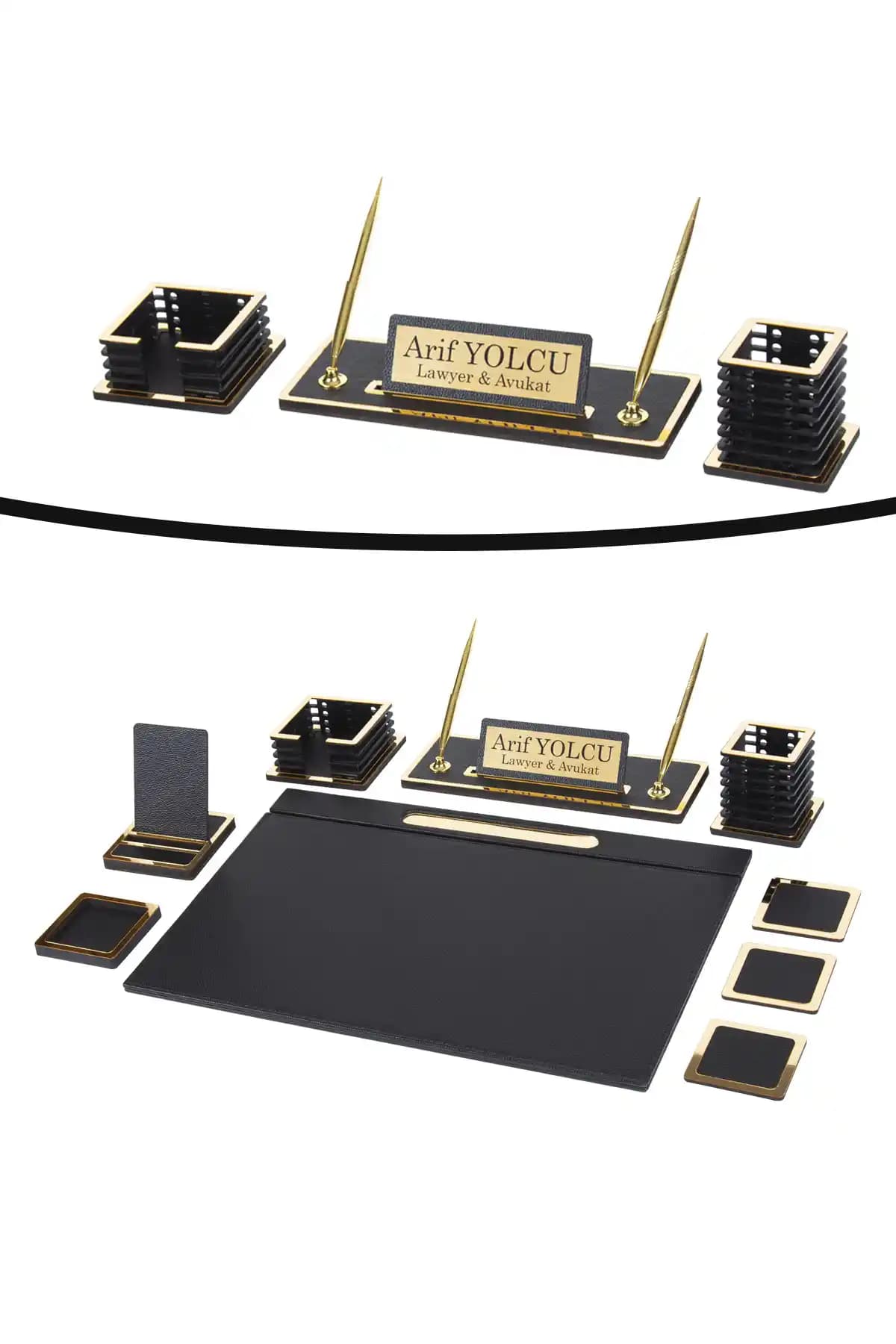 Makroofis Deri Sümen Takımı 10 Parça Siyah - Şık ve Dayanıklı Ofis Aksesuarı