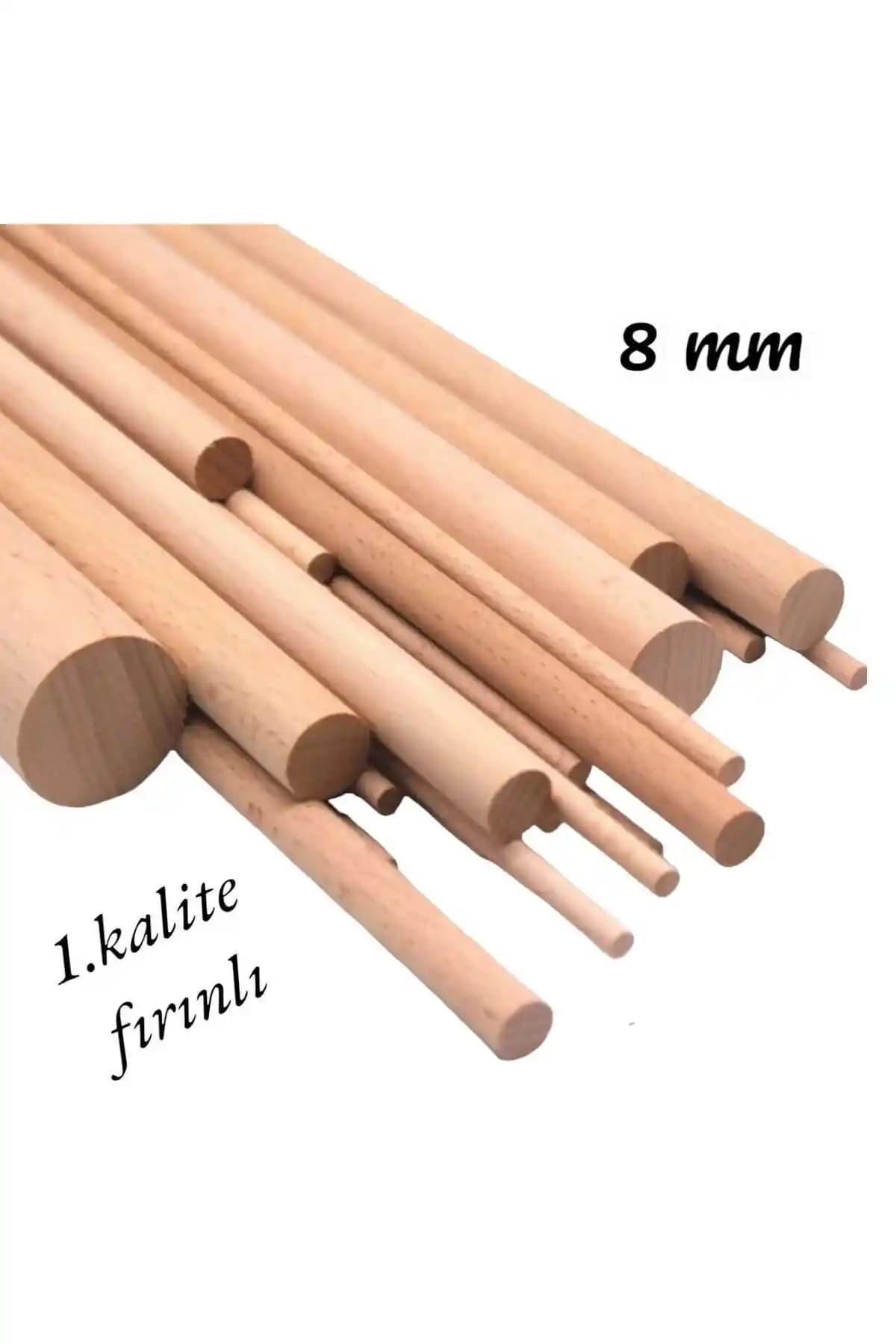 ncy 1. Kalite Kayın Ahşap Kavale Seti 8 mm 50 cm - 10 Adet Yivsiz Çıta
