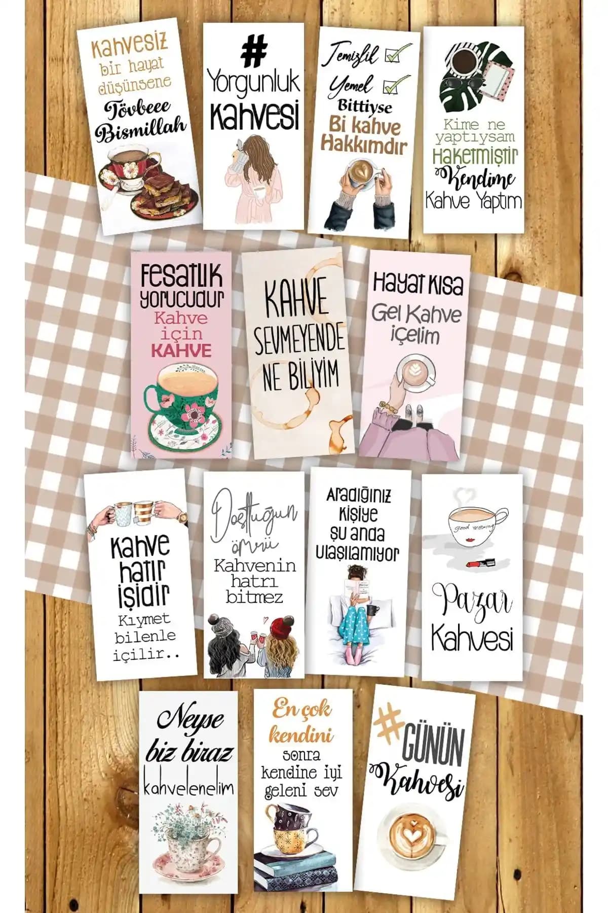 Pankart Evi Kahve Motto 14 Adet Sunum Kartları ile Estetik ve Dayanıklı Tasarım