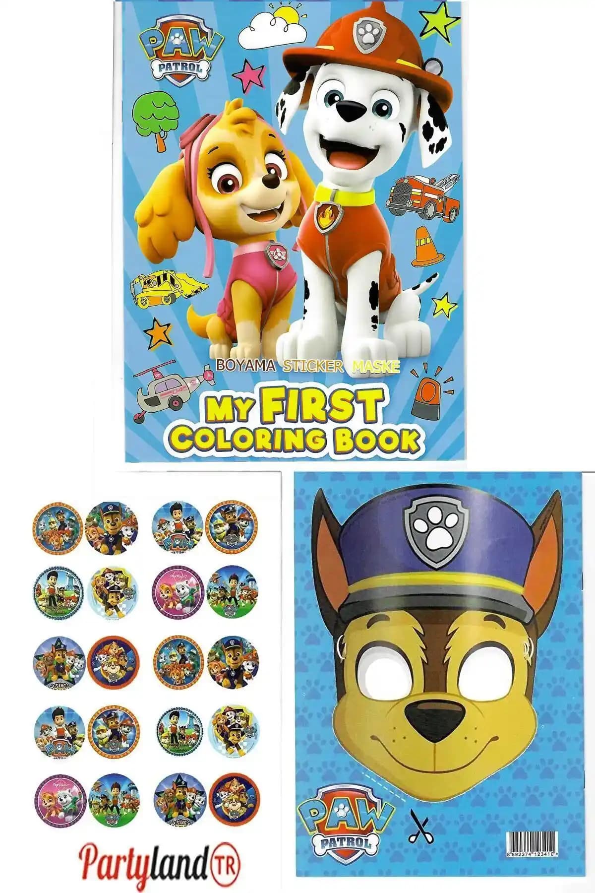 PartylandTR Paw Patrol Boyama Kitabı 3'lü Seti: 6-9 Yaş Çocuklar İçin Yaratıcı ve Eğlenceli Aktivite