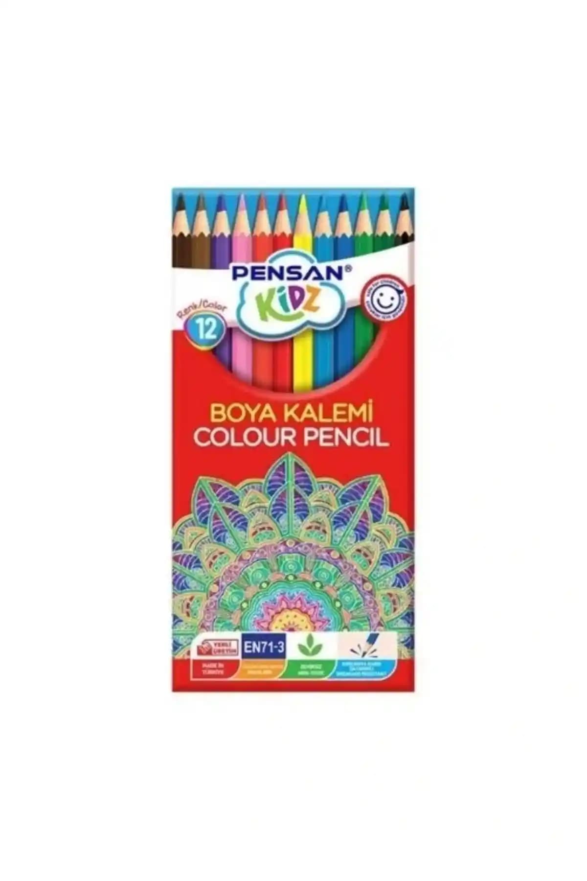 Pensan KIDS Kuru Boya 12 Renk Tam Boy: Canlı ve Yumuşak Boyama Deneyimi