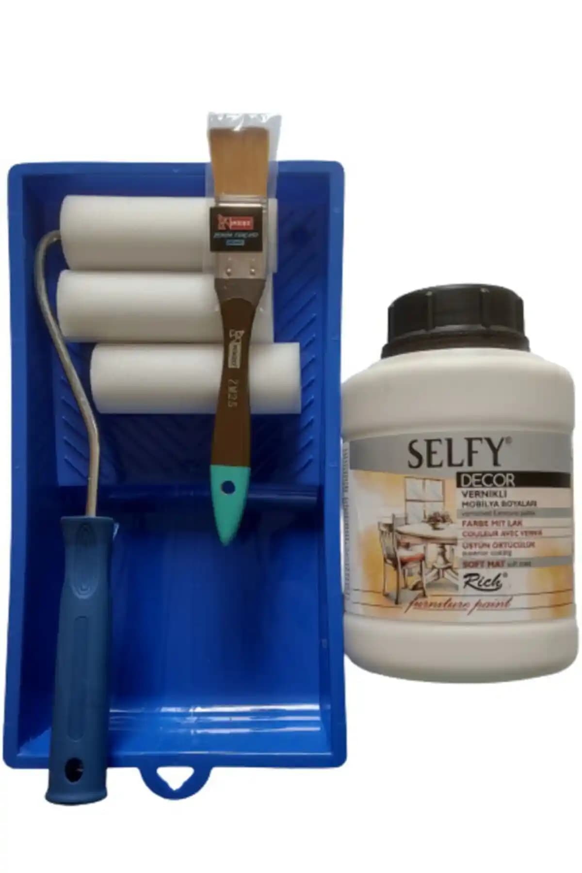 Rich Selfy Decor Profesyonel Boyama Seti 1250 cc Antik Beyaz ile Kaliteli İç Mekan Boyası