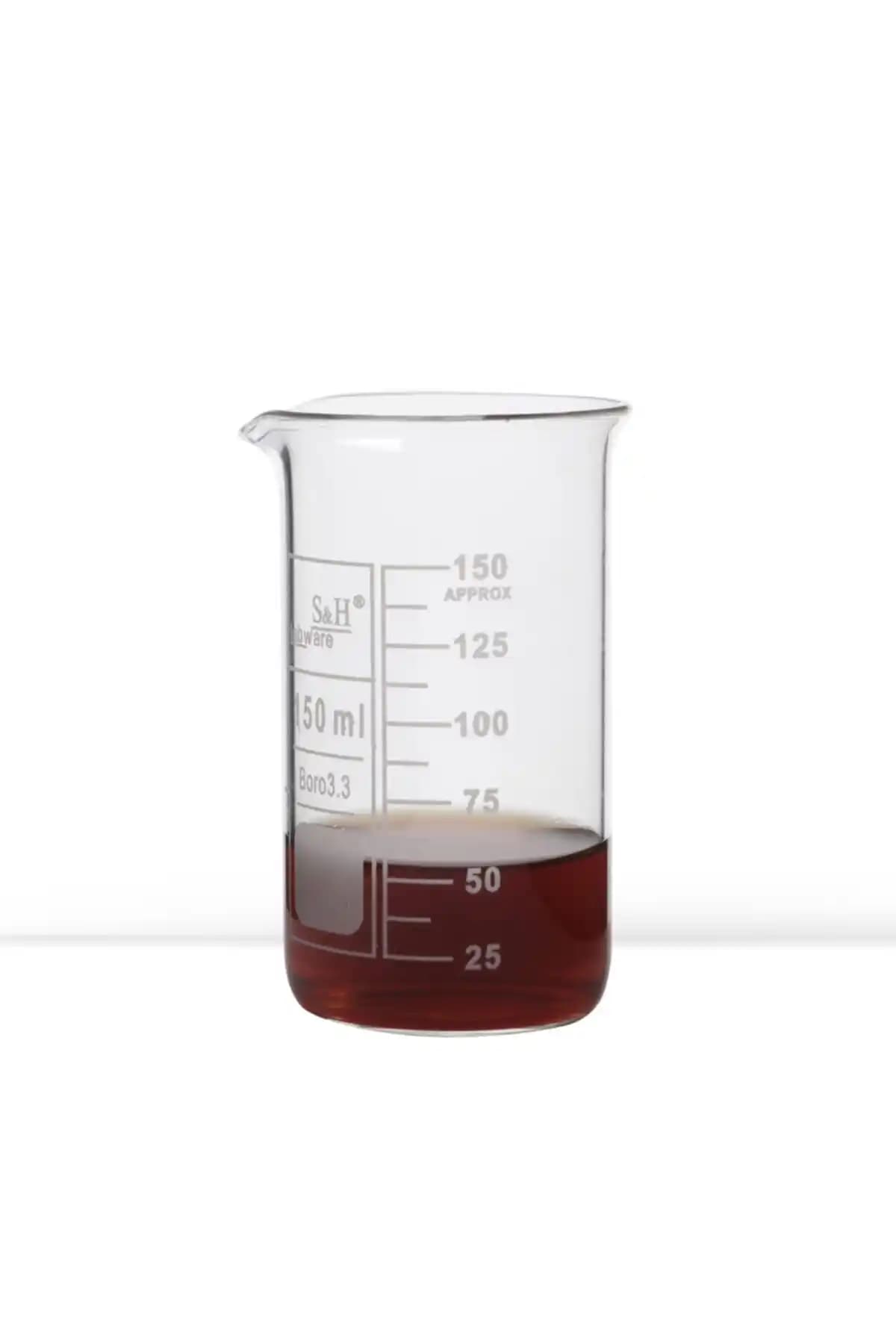 S&H Labware 150 ml Uzun Form Beher: Dayanıklı ve Isıya Dayanıklı Laboratuvar Camı