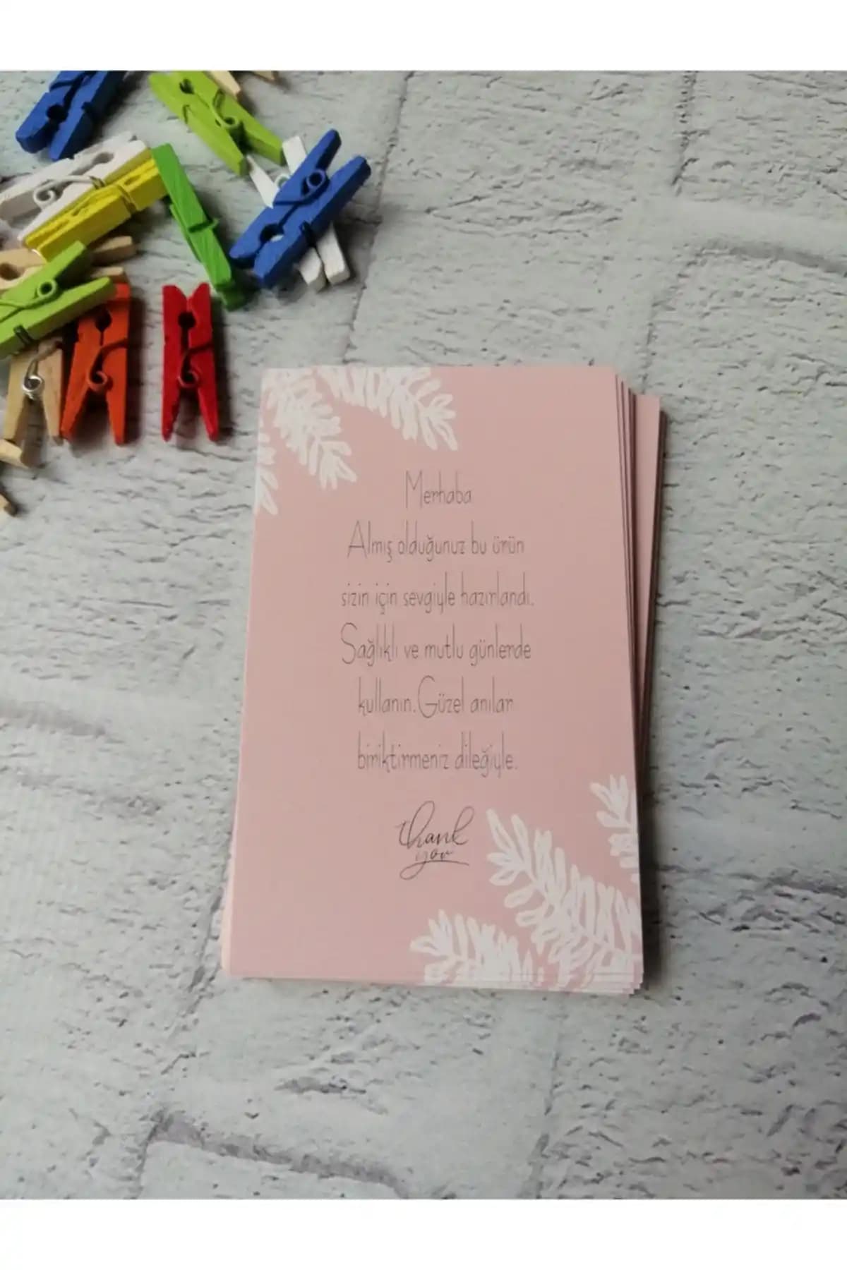 t Tuğset Etiket Teşekkür Kartı 50 Adet - Zarif ve Dayanıklı Kargo Kartları