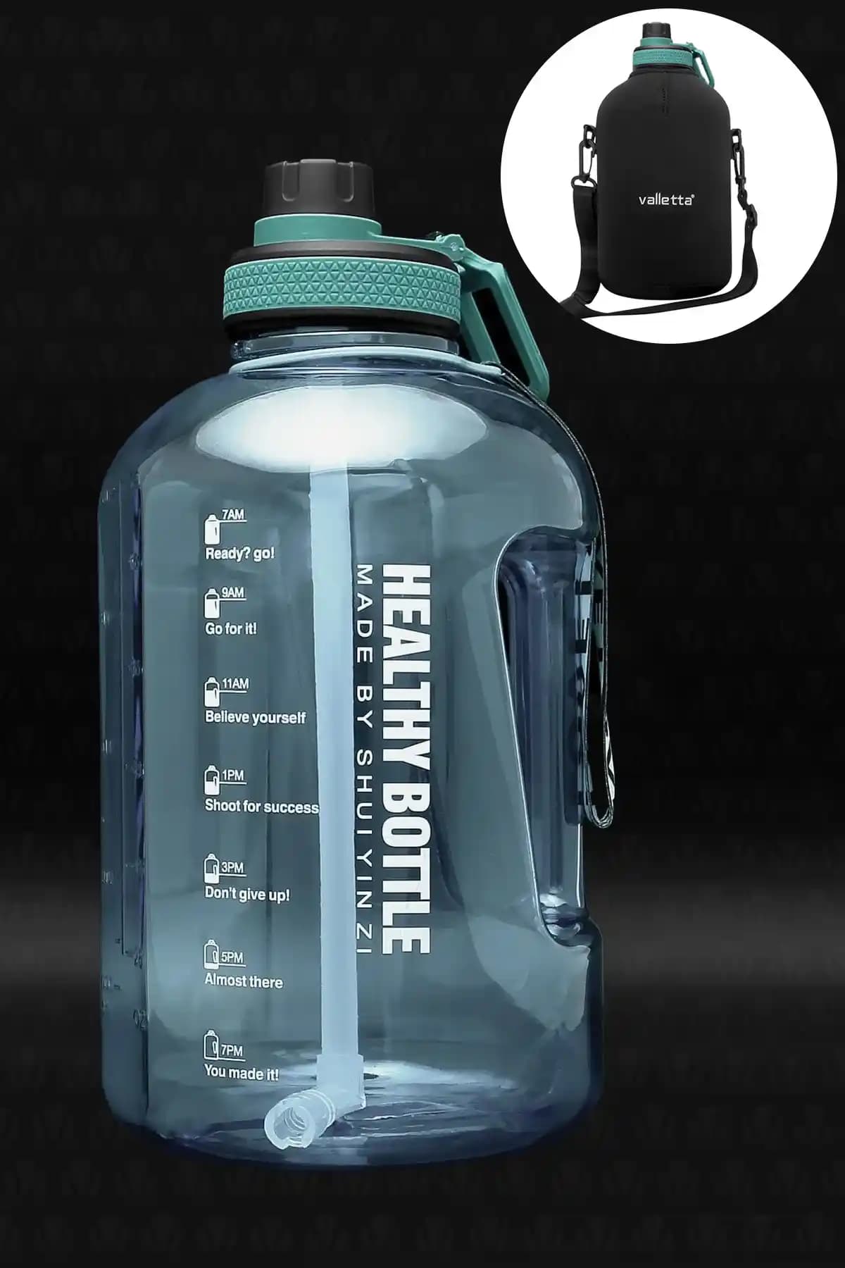 Valletta Winta 2.5 Lt BPA İçermeyen Motivasyonel Su Matarası - Mavi Tasarım