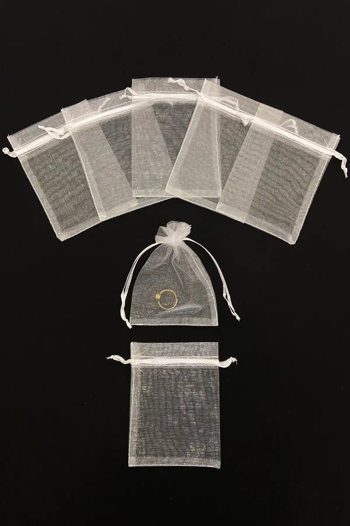 ZEYMERADE Beyaz Organze Şeffaf Tül Kese 9x12 cm 50 Adet - Zarif ve Çok Yönlü Kullanım