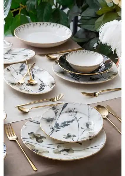 Acar Black Star 6 Kişilik 29 Parça Porselen Yemek Takımı Şıklık ve Fonksiyonellik Sunar