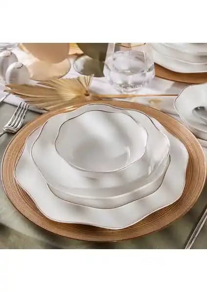 Emsan 53 Parça Fine Bone Fd Lotus Platin Yemek Takımı Şıklık ve Fonksiyonellik Sunar